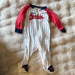 Carter's Red and White Striped Rookie Footie